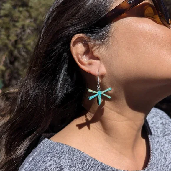 Genuine Navajo Turquoise Earrings Handmade Native American Jewelry for Women *** - Picture 8 of 14